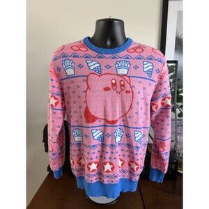 Nintendo Kirby Adult Pink Ice Cream Ugly Christmas Sweater Knit Pullover M